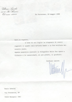 1998 – Lettera di Vittorio Sgarbi